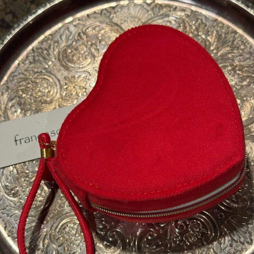NWT Francesca's Collections Red Heart-Shaped Travel Jewelry Case